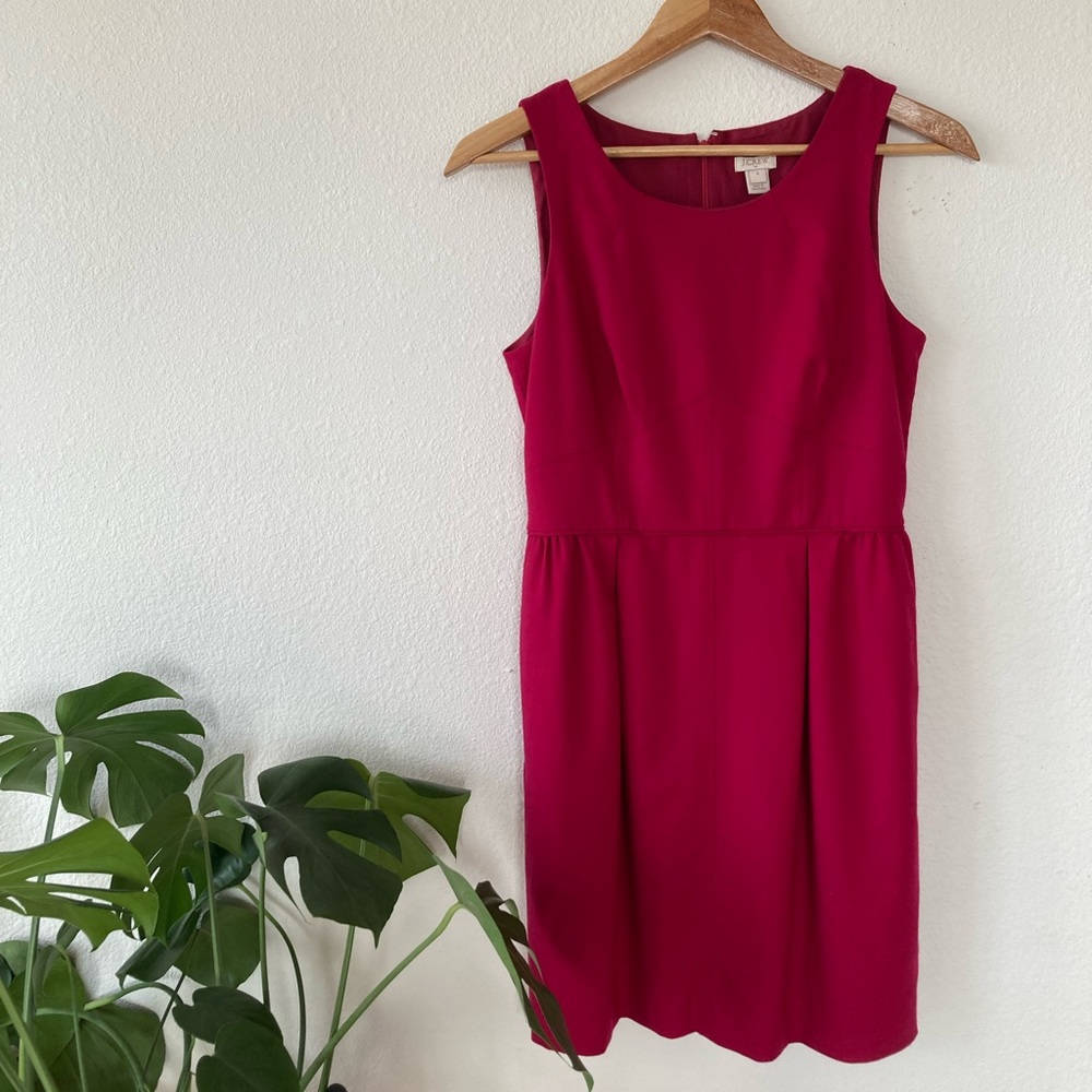 J. Crew Sleeveless Sheath Dress in Berry Red